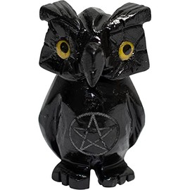Spirit Animal 1.25 Inch Black Onyx Owl with Pentacle