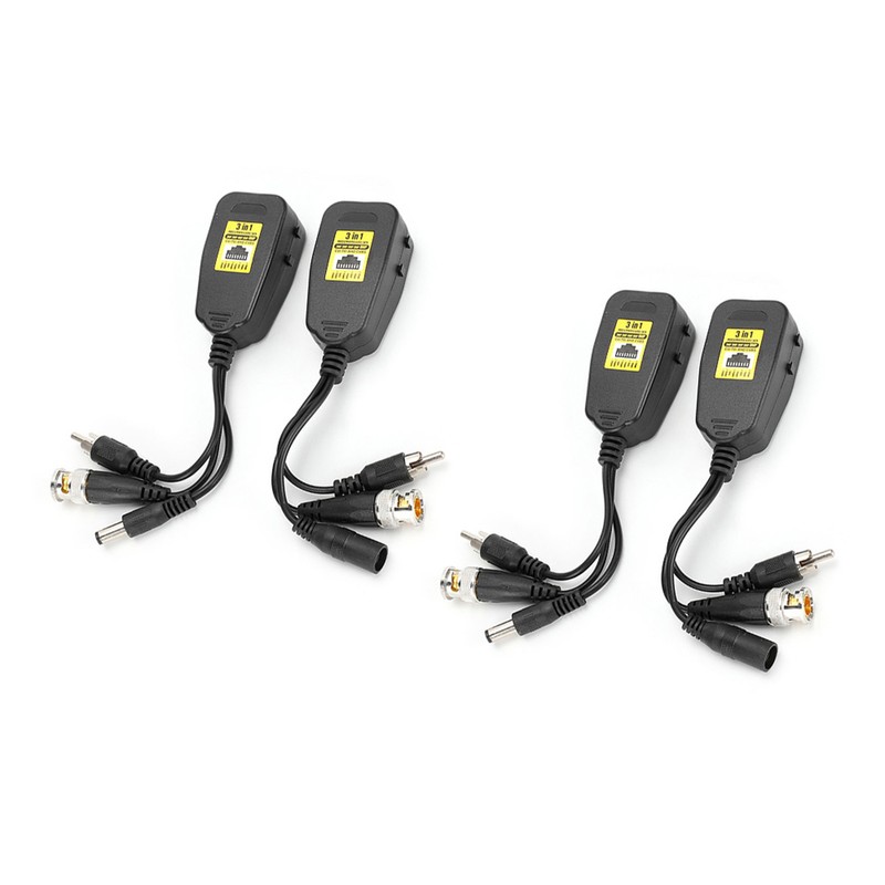 2Pair 3 In-1 PowerVideoAudio Balun Connector Transmitter 8MP CVi AHd