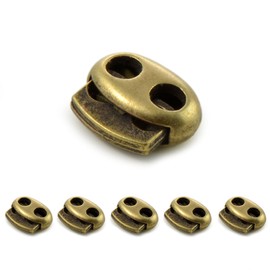 Ganzoo Set of Elegant Metal Cord Stopper/Cord Clamp (Double Hole) for Ropes, Jackets and Much More Made of Metal, Brand (Set of 5, Bronze)