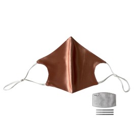 Hugs Living 100% Mulberry Silk Face Mask with Filter Pocket and Adjustable Ear Loops, 4 Pieces Nose Wire and 1 Piece Filter are included (Rose Gold)