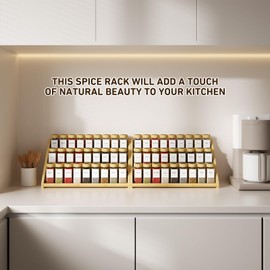 MNADSFKJ Spice Rack - 3-Tier Bamboo Spice Racks，Spice Rack Solves Cluttered Spices in Kitchens, Cabinets, Pantries, and More