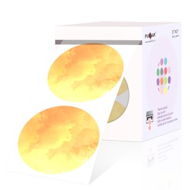 PARLAIM 3 Inch Watercolor Orange Circle Thermal Sticker Labels, Self-Adhesive Round Address Labels, Multi-Purpose Roll Thermal Stickers Tap for Business-500 Labels/1 Roll