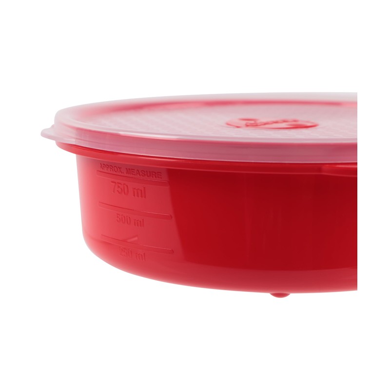 Decor Microsafe Decor Round Container, 800ml Capacity, Red