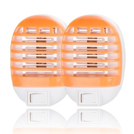 Fly Traps Indoor for Home PARSMIC Bug Zapper Mosquito Trap Electric Fly Swatter Racket Fly Zapper Fly Killer – Orange, 2 PCS