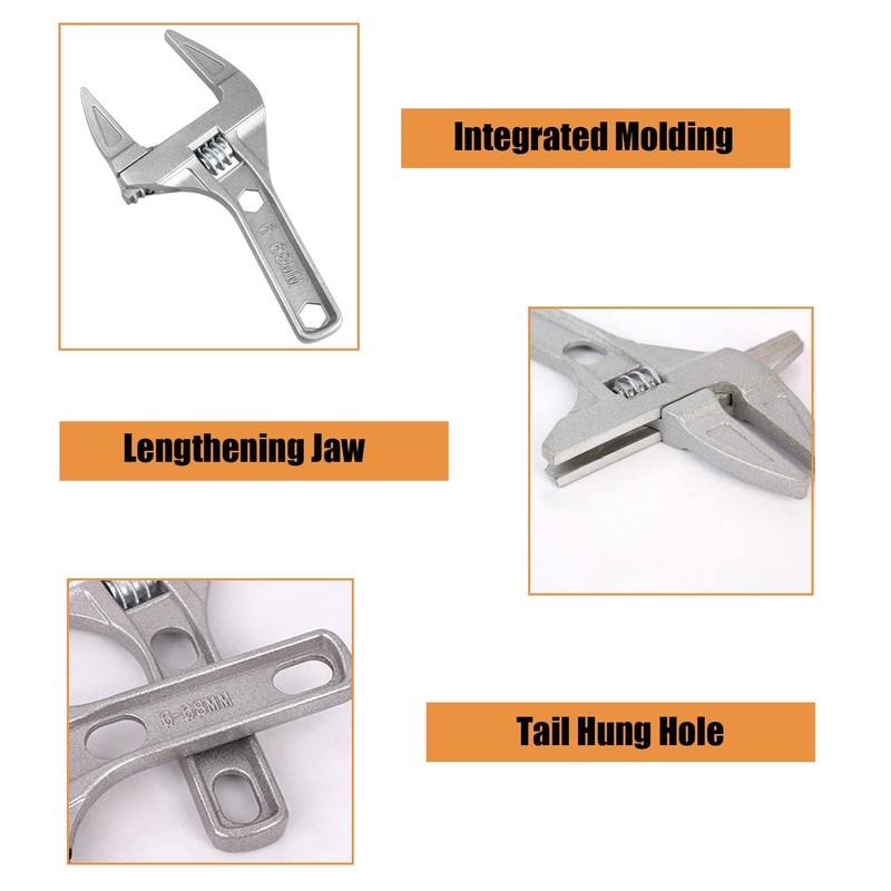 Elezenioc Adjustable Spanner Wrench 6-68mm Open-End Wide Jaw Spanners Wrenches
