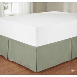 sheetsnthings Microfiber Bed Skirts (14 inch Drop) -Twin Extra Long (XL) Size, Solid Sage- Pleated Tailored Bedskirts with Split Corners