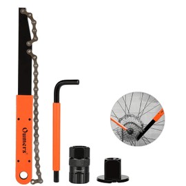 Oumers Bike Cassette Removal Tool with Chain whip and Auxiliary Wrench Bicycle Sprocket Removal Tools, Bicycle Cassette Lock Ring Removal Freewheel Remover Wrench Sprocket Remover