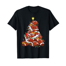 American Football Christmas Tree Xmas Pajamas player coach T-Shirt