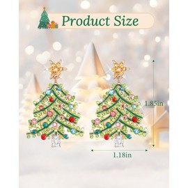 JMHACHY Christmas Earrings for Women - Sparkly Rhinestone Christmas Tree Earrings Dangle, Cute Xmas Ornament Earrings, Festive Christmas Parties Present for Girls