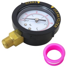 Upgraded Pool Filter Pressure Gauge 2" Dial 60psi 1/4" NPT Bottom Mount, Pool Pump Pressure Gauge Replacement for Swimming Pool, Spa and Aquarium Valve Filter by JRSHOME