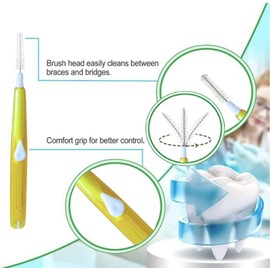 60Pcs Interdental Brushes Between Teeth Gum, Soft Bristles Braces Brush Dental Brushes with Push-pull Design, Toothpick Tooth Flossing Head Oral Dental Hygiene Brush,Yellow (1.0-1.2mm)…