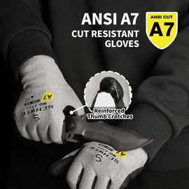 High Level Cut Resistant Work Gloves for High Risk Work, ANSI A7 Cutting Gloves with Reinforced Thumb, Used for WoodWorking, Construction, Non Slip, Durable, Breathable & Cool, M, 1 pair, PR3727