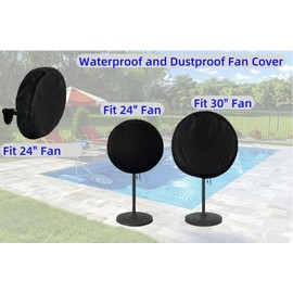 Sanseenia Outdoor Fan Cover, Waterproof & Dustproof Fan Cover Fit for Most 24" & 30" Large Stand up Pedestal Fan and Wall Mount Industrial Fans (Fit 24" Fan)