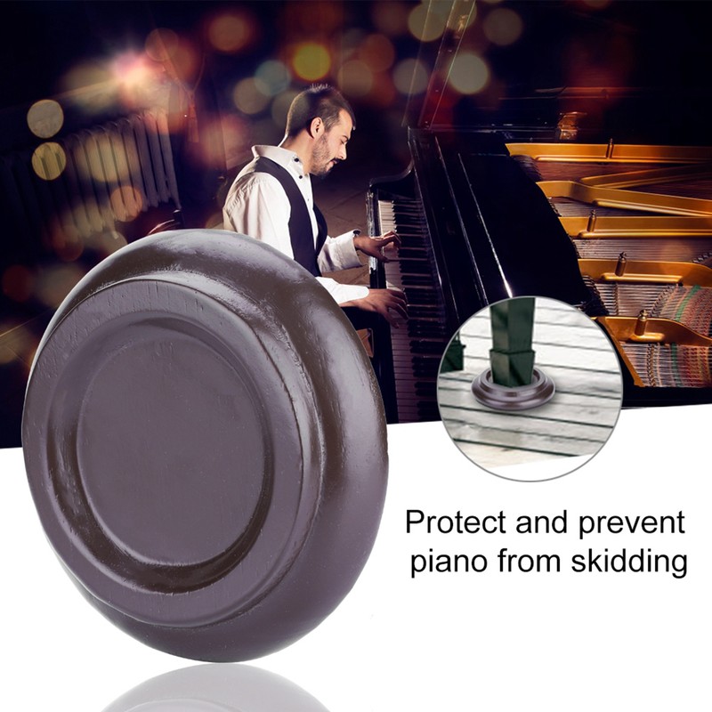 4Pcs Beech Wood Round Piano Foot Pads Set Upright Piano