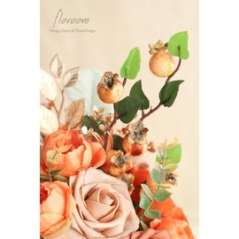 Floroom Artificial Greenery Stems Box Set, 63pcs with 7 Kinds of Faux Greenery Flowers Picks for DIY Bridal Bouquets Wedding Floral Arrangement Table Centerpieces, Burnt Orange & Green