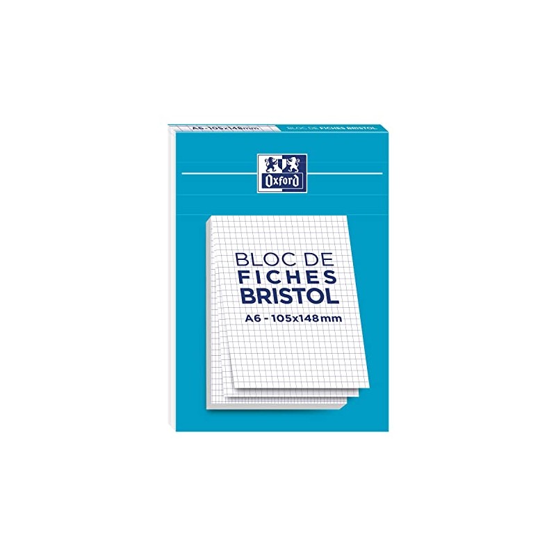 OXFORD Bristol A6 Q5/5 Unperforated Index Cards - White (Pack