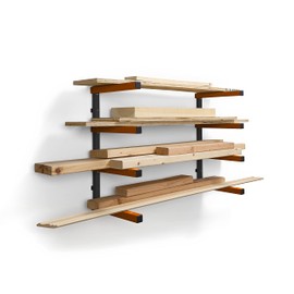 Bora Portamate Wood Organizer and Lumber Storage Metal Rack with 4-Level Wall Mount - Indoor & Outdoor Use - PBR-004
