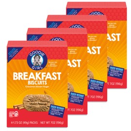 Goodie Girl, Cinnamon Brown Sugar Breakfast Biscuits | Snack Packs | Gluten Free, Peanut Free, Egg and Dairy Free | Includes 4 Boxes, 16 Packs Total