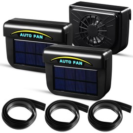 Tujoe 3 Pcs Solar Powered Car Ventilator Vehicle Exhaust Fan Window Automobile Cool Cooler Ventilation System Radiator for Windshield Air Circulation