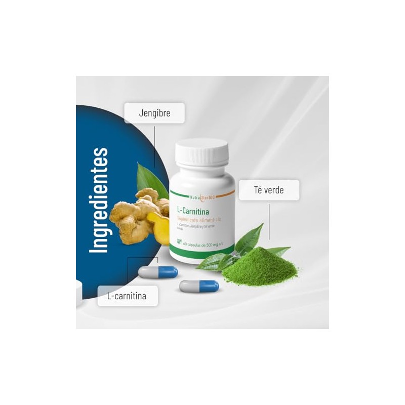 Nutrasien100 L-Carnitina 500 mg | Con Té Verde y Jengibre