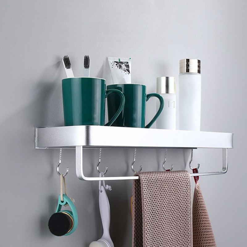 Bathroom Shelf Wall Mount Space Aluminium Shower Single Layer Shelf