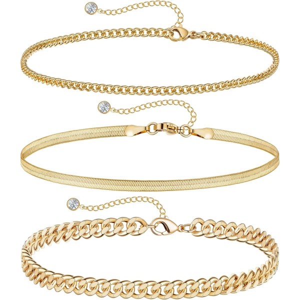 DEARMAY 14K Gold Plated Anklet Set for Women Waterproof Layered