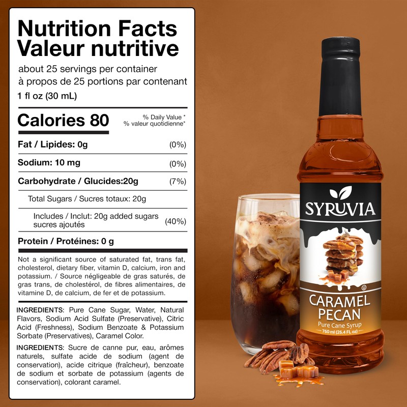 Caramel Pecan Syrup by Syruvia 6-Pack, 25.4 fl oz, Wholesale