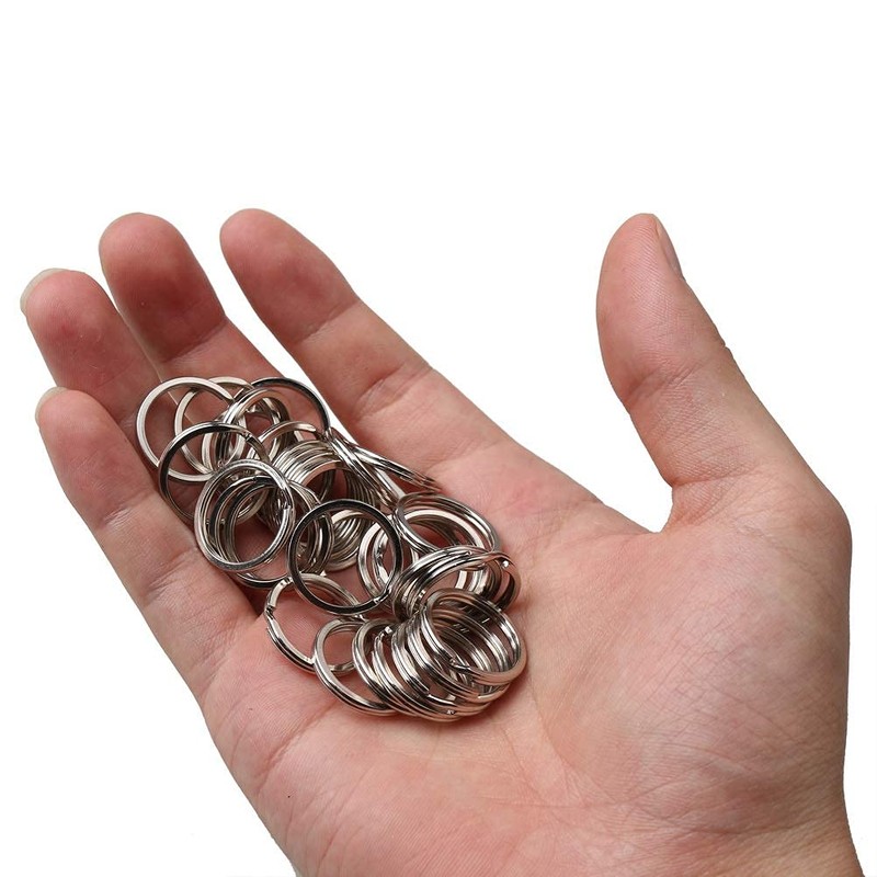 100 Pack Small Keyring Rings Hoops, 20mm /0.79 Inch Silver