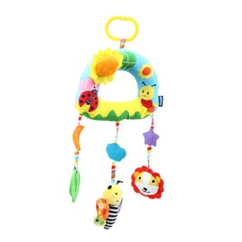 SUPVOX High Contrast Hanging Rainbow Animal Car Seat Stroller Pendant for Newborns Visual Stimulation Plush Rattles for Tummy and Early Development