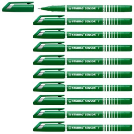 STABILO Sensor F - Marcador de Punta Fina, Caja de 10, Verde