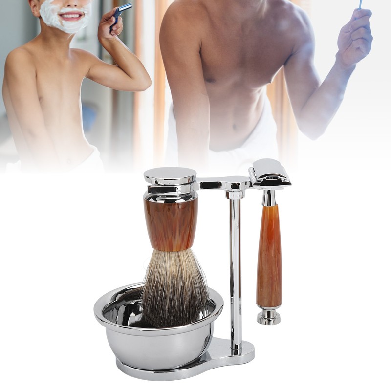 Safety Men Grooming Set Trimming Soap Stand Bowl Beard Brush
