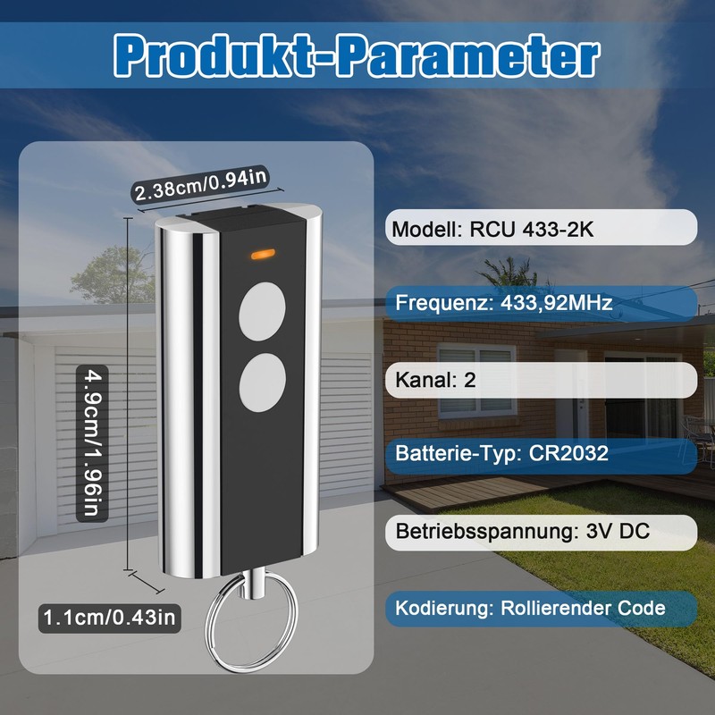 pepape Garage Handheld Transmitter for Standard Steel Entrematic RCU 433-2K,