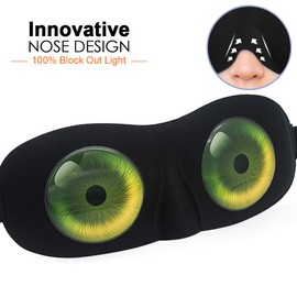 Eye Sleep Mask Funny Blindfold for Women Men Kid, Upgraded 3D Contoured 100% Blackout Sleeping Mask with Adjustable Strap, Soft Night Blindfold for Travel Naps Shift Works Games