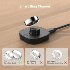 Smart Ring Charger Compatible with Oura Ring Gen3 Heritage/Horizon, Portable Charging Dock with USB-C Cable for Smart Ring, Size 6