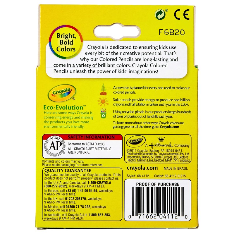 Crayola 68-4112 Colored Pencils, Short, 12-Pack