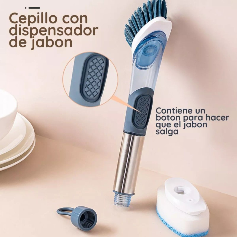 Veraly Set Cepillo Base Soporte 4 Puntas Limpieza Profunda Hogar