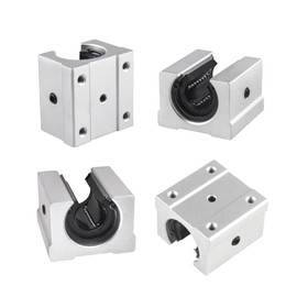 CNCMANS 4x SBR16UU 16 mm Aluminium Open Linear Bearings, Sliding Block with Ball Bearing, CNC Linear Foil Box (SBR16)