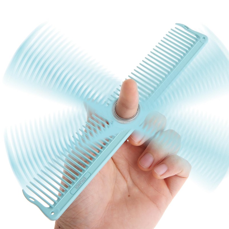Dual-Size Barber Finger Spin Comb Set, 2-Piece Professional Trick Styling
