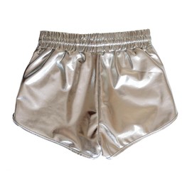 Girls Metallic Shorts Shiny Dance Hot Pants Shorts Sparkle Glitter Gymnastics Outfits Sliver 10-11 Years