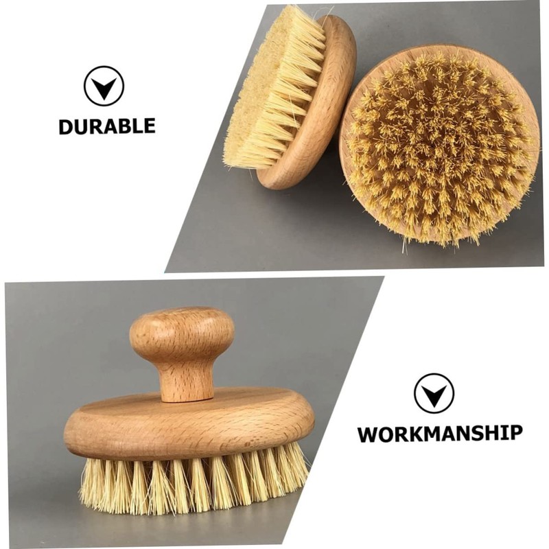 WOONEKY Round Handle Bath Brush Electric Shower Cleaning Brush Portable