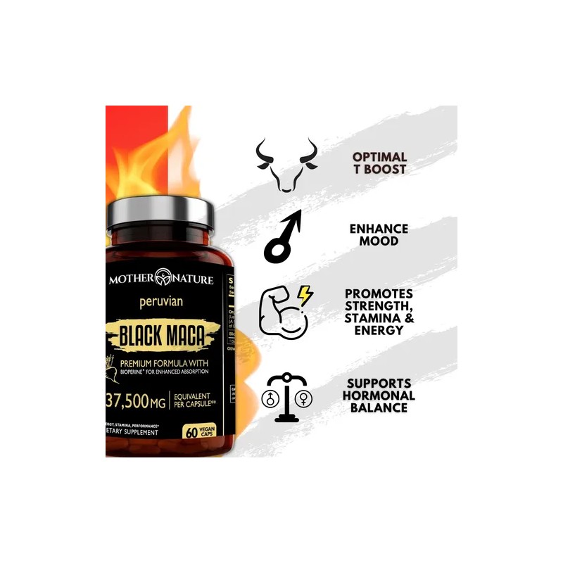 Black Maca Root 50:1 Extract 37,500 Mg 60 Cápsulas