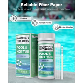 Pawfly Phosphate Test Strips, 50 Strips Phosphate Test Kit for Pool Spa & Hot Tub Easy Accurate Swimming Pool Test Strips Koi Pond Water Testing Kit Freshwater and Saltwater Aquarium Test Strips