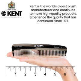 Kent R7T Double Tooth Hair Pocket Comb, Small Fine/Wide Tooth Comb For Hair, Beard and Mustache, Coarse/Fine Hair Grooming Comb for Men, Women and Kids. Saw Cut Hand Polished. Handmade in England