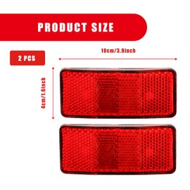 Bojueshaw 2pcs Motorcycle Safety Reflectors,Red Rectangular Screw-Mount Reflectors for Safety Caution Warning,Bike Bicycles Night Riding
