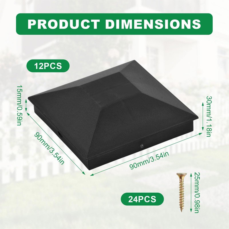 Focenat 12 Pack Fence Post Caps, 9 x 9 cm