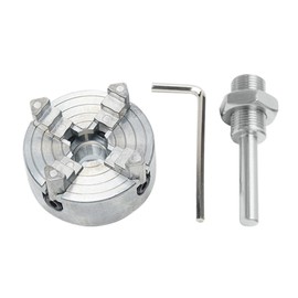Gonnely Lathe Chuck Set - Z011A 4 Jaw Chuck Extension Zinc Alloy Mini Lathe Four Jaw Chuck M12×1 Chuck Hand Electric Drill Connecting Rod Power Tool(Silver)