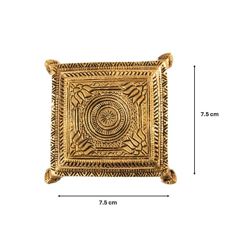 Tarini Gallery Brass Handcarved Chowki Small Stool Bajot elevated Engraved