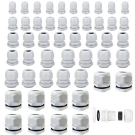 Pack of 50 Cable Glands, Cable Grommet, IP68 Waterproof, Fire Prevention, Cable Connector with Locknut, Apply to Cable Feed-Through (White)