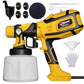 Paint Sprayer, 850W HVLP Spray Gun with 1400ml Detachable Container, Electric Paint Sprayers with 4 Nozzles & 2 Patterns - Portable Spray Guns Perfect for Fences, Sheds, Walls, Garden (Yellow)