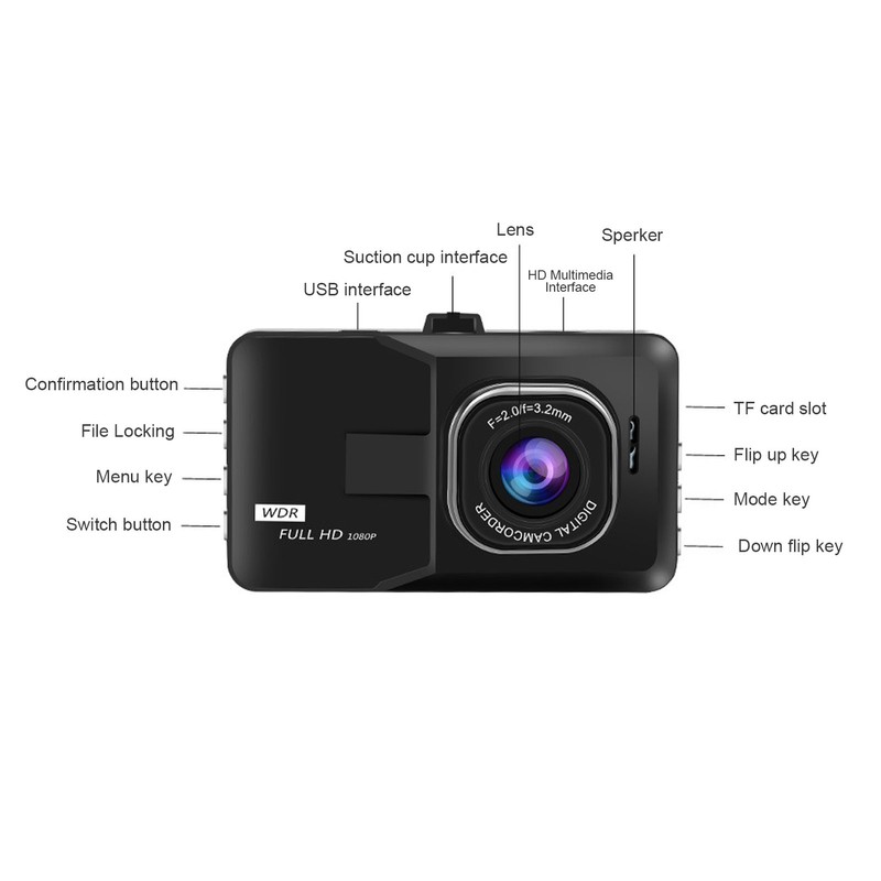 3in LCD Car Dash Camera Cam Motion Detection 120° Wide